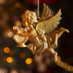 KAEMINGK Addobbi Natalizi-Decorazione natalizia sospesa (H9 cm) Angelo custode glitterato