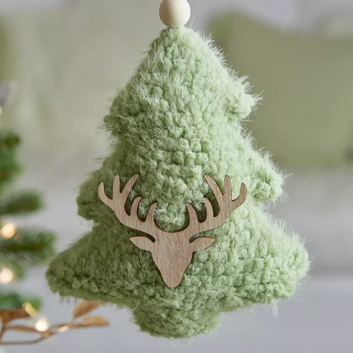 KAEMINGK Addobbi Natalizi-Decorazione natalizia sospesa in legno (H15 cm) Albero ecopelliccia