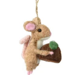 KAEMINGK Addobbi Natalizi-Decorazione natalizia sospesa in lana (H9 cm) Topolino