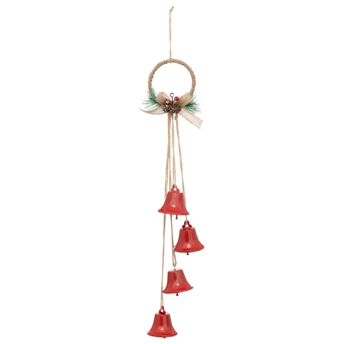 JJA Decorazioni E Oggetti Natalizi-Decorazione natalizia sospesa (H55 cm) Campanelle in metallo