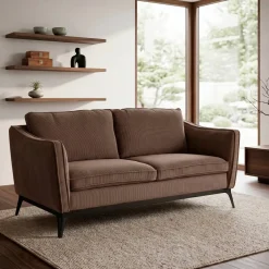 Divano-Divano a due posti in velluto a coste (169 cm) Owen Marrone