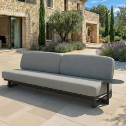 Divano da giardino in alluminio a 3 posti Long Beach Grigio antracite e tortora