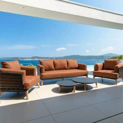Divano da giardino in alluminio 3 posti Monte Carlo Grigio antracite e terracotta