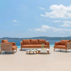 Divano da giardino in alluminio 3 posti Monte Carlo Bianco e terracotta