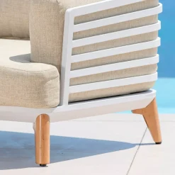 Divano da giardino in alluminio 3 posti Monte Carlo Bianco e beige