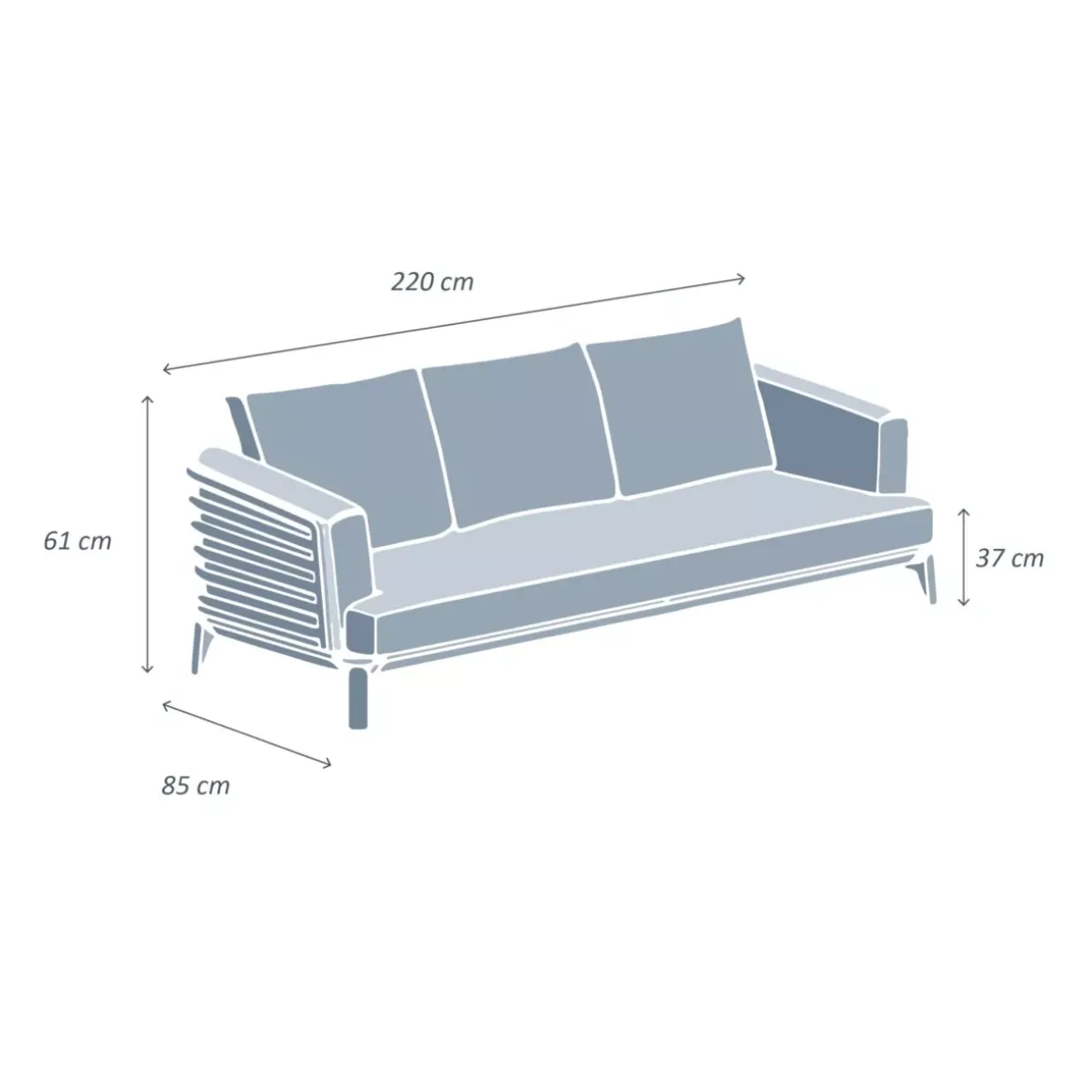 Divano da giardino in alluminio 3 posti Monte Carlo Bianco e beige