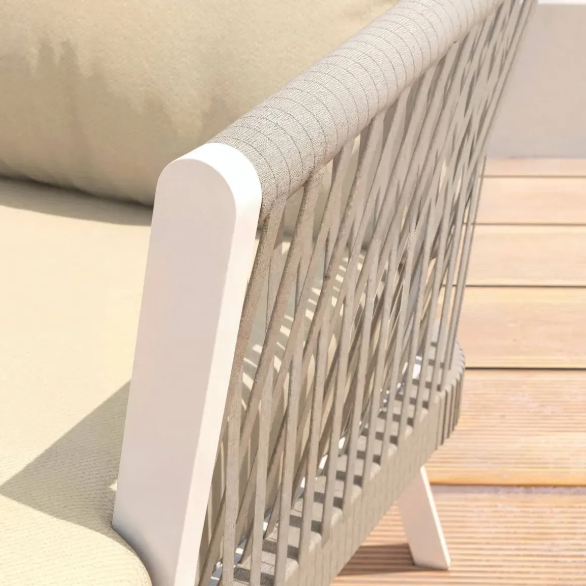 Divano da giardino in alluminio 3 posti Amalfi Bianco e beige