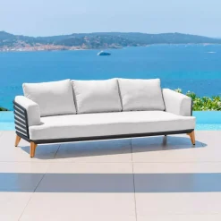 Divano da giardino in alluminio 3 posti Monte Carlo Grigio antracite e grigio chiaro