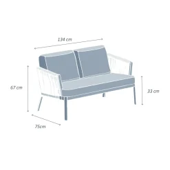Divano da giardino in alluminio 2 posti Amalfi Grigio antracite