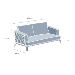 Divano da giardino in alluminio 2 posti Monte Carlo Grigio antracite