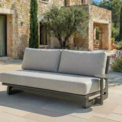 Divano da giardino in alluminio 2 posti Long Beach Grigio antracite e tortora