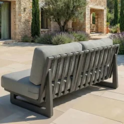 Divano da giardino in alluminio 2 posti Long Beach Grigio antracite e tortora