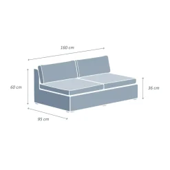 Divano da giardino in resina intrecciata 2 posti Palma Bianco e grigio