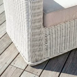 Divano da giardino in resina intrecciata 3 posti Calvi Bianco e tortora