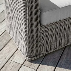 Divano da giardino in resina intrecciata 3 posti Calvi Grigio chiaro