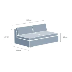 Divano da giardino in resina intrecciata 2 posti Palma Grigio e beige