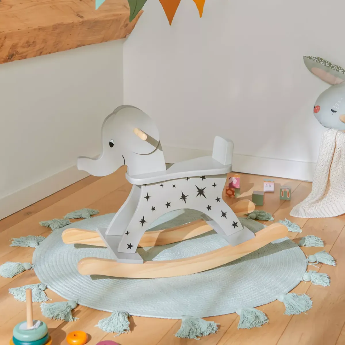 EMINZA Oggetti Decorativi Bambini-Elefante a dondolo legno (H53 cm) Stars