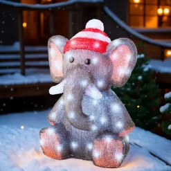 EMINZA Oggetti Decorativi E Illuminati|Babbo Natale Animali E Personaggi-Elefante luminoso 70 LED (H46 cm) Lulu