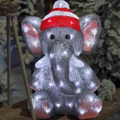 EMINZA Oggetti Decorativi E Illuminati|Babbo Natale Animali E Personaggi-Elefante luminoso 70 LED (H46 cm) Lulu