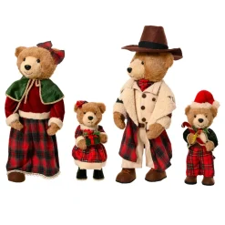 KAEMINGK Babbo Natale Animali E Personaggi-Famiglia di orsi decorativi (H80 cm) Natale d'antan a quadretti Rossi