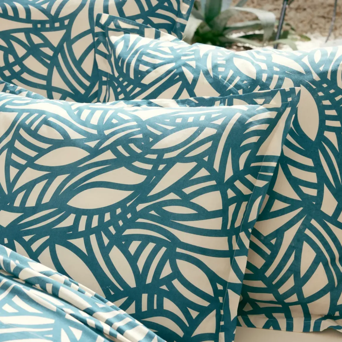 Federa cuscino a rullo cotone lavato (200 cm) Serena Blu