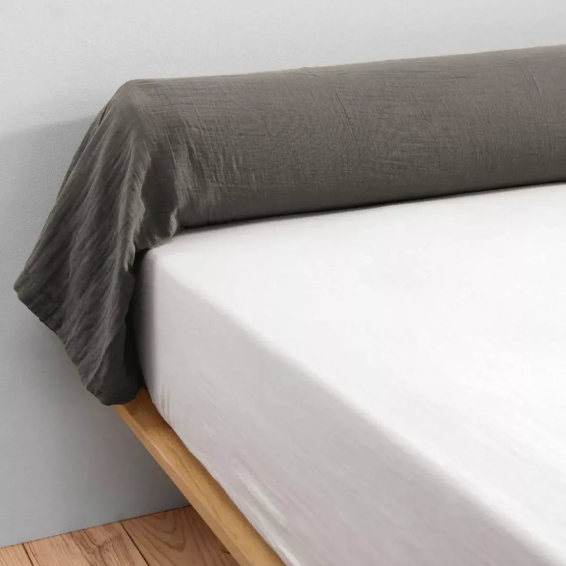 Federa cuscino a rullo garza di cotone (L185 cm) Gaïa Grigio granito