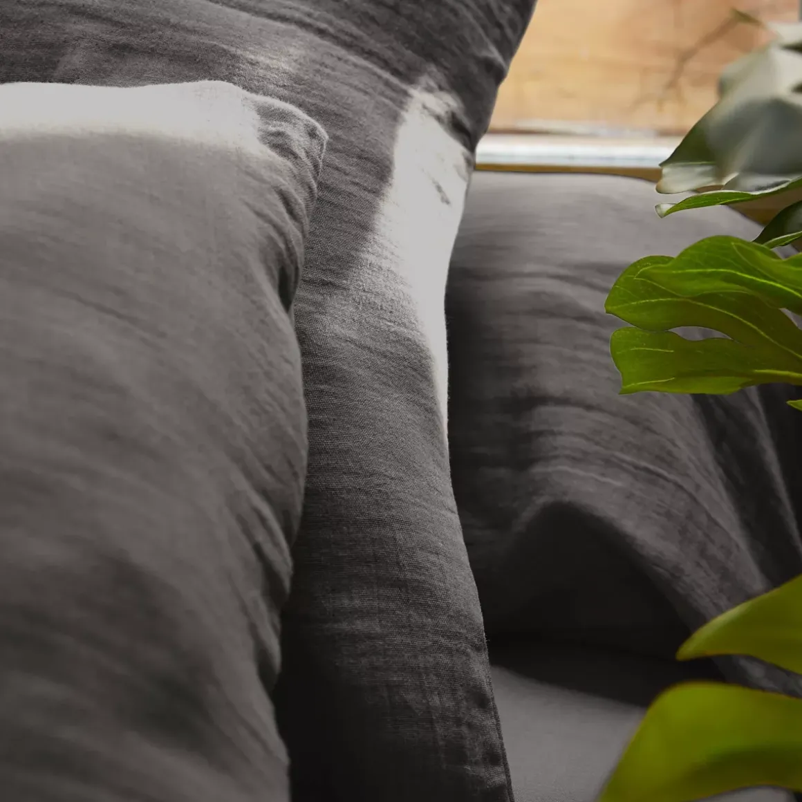 Federa cuscino a rullo garza di cotone (L185 cm) Gaïa Grigio granito