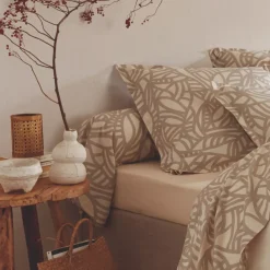 Federa cuscino a rullo in cotone lavato (L200 cm) Séréna Beige
