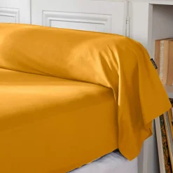 Federa cuscino a rullo percalle di cotone (L185 cm) Cali Giallo senape
