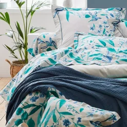 Federa cuscino a rullo raso di cotone (L200 cm) Frida Verde smeraldo