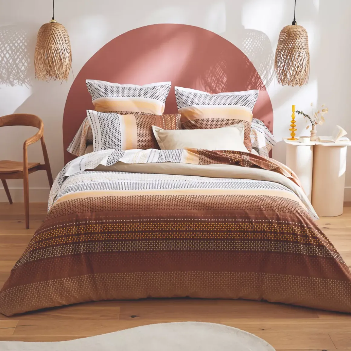 Federa cuscino letto quadrato cotone (65 x 65 cm) Niagara Marrone castagna