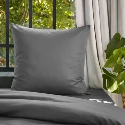 Federa cuscino letto quadrato lyocell Tencel™ lavato (63 x 63 cm) Olivia Grigio granito