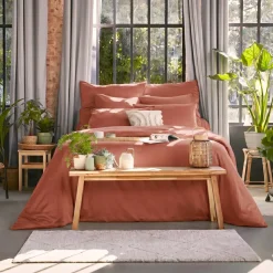 Federa cuscino letto quadrato lyocell Tencel™ lavato (80 x 80 cm) Olivia Terracotta