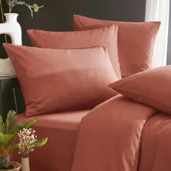 Federa cuscino letto quadrato lyocell Tencel™ lavato (80 x 80 cm) Olivia Terracotta