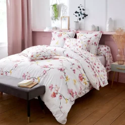 Federa cuscino letto quadrata percalle di cotone (65 x 65 cm) Elisa Rosa