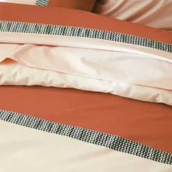 Federa cuscino letto rettangolare percalle di cotone (50 x 70 cm) Macassar Cognac