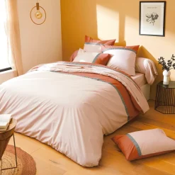 Federa cuscino letto rettangolare percalle di cotone (50 x 70 cm) Macassar Cognac