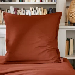 Federa cuscino quadrata in percalle di cotone (80 x 80 cm) Cali Terracotta