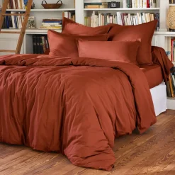 Federa cuscino quadrata percalle di cotone (65 cm) Cali Terracotta