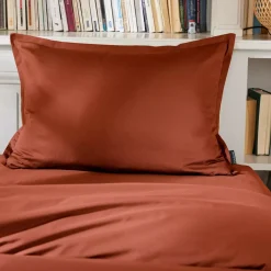 Federa cuscino rettangolare percalle di cotone (80 cm) Cali Terracotta