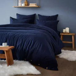 Federa per cuscino a rullo flanella di cotone (L185 cm) Nina Blu navy