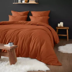 Federa per cuscino a rullo flanella di cotone (L185 cm) Nina Terracotta