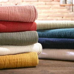 Federa per cuscino letto quadrata in garza di cotone (80 x 80 cm) Gaia Verde rosmarino