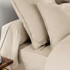 Federa per cuscino quadrata flanella di cotone (80 x 80 cm) Nina Beige