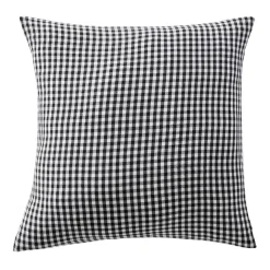 Federa per cuscino quadrata in garza di cotone (60 x 60 cm) Gaïa vichy Nera