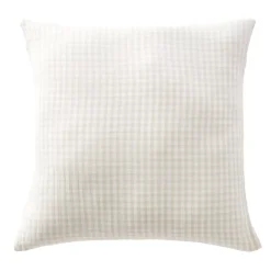 Federa per cuscino quadrata in garza di cotone (60 x 60 cm) Gaïa vichy Beige