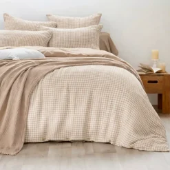 Federa per cuscino quadrata in garza di cotone (60 x 60 cm) Gaïa Vichy Corda