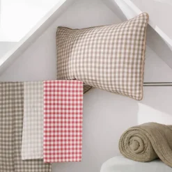 Federa per cuscino quadrata in garza di cotone (60 x 60 cm) Gaïa Vichy Corda