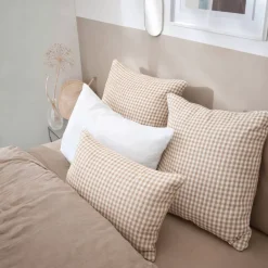 Federa per cuscino quadrata in garza di cotone (80 x 80 cm) Gaïa Vichy Corda