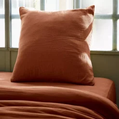 Federa per cuscino quadrato garza di cotone (80 x 80 cm) Gaïa Terracotta